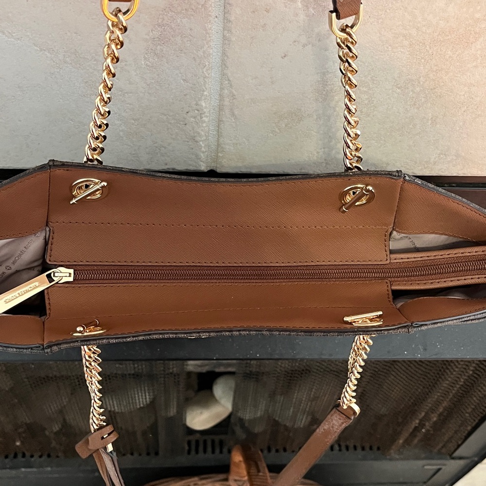 Michael Kors Signature Brown Tote with Gold Accents - Picture 4 of 5